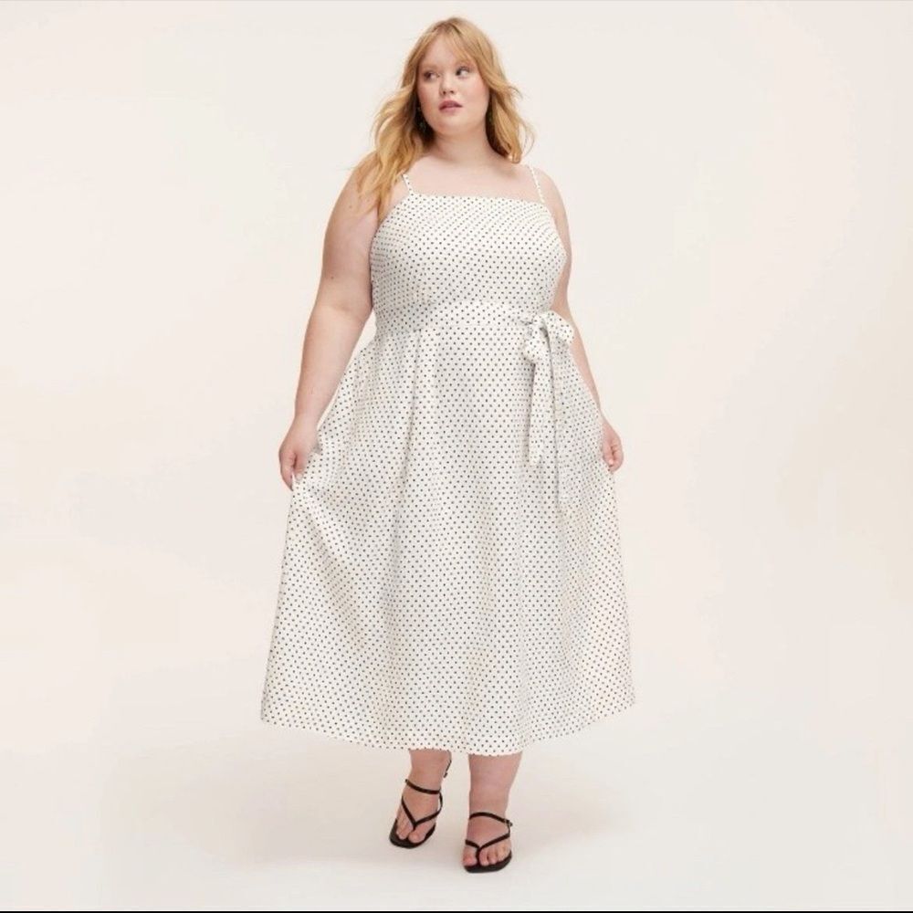 Mini Polka Dot Tie-Waist Midi Dress - kate spade new york Size XL NWT